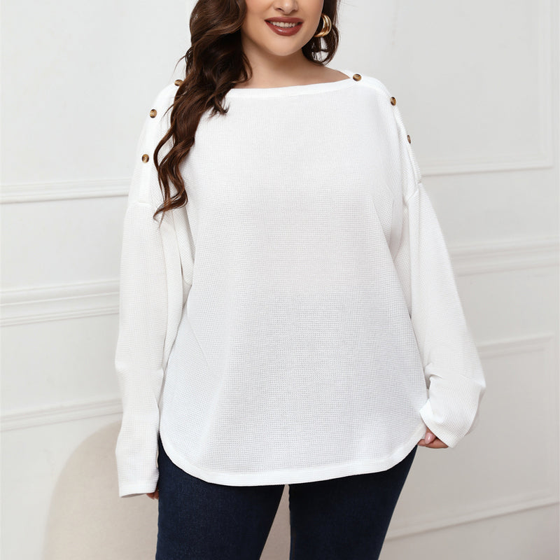 Plus Size Long Sleeve Toggle Neck Top