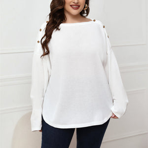 Plus Size Long Sleeve Toggle Neck Top