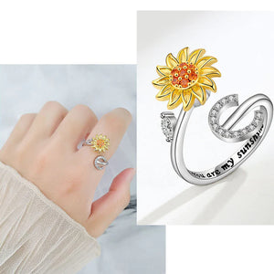 Sunflower Letter Adjustable Ring For Daughter/Granddaughter