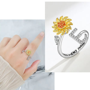 Sunflower Letter Adjustable Ring For Daughter/Granddaughter