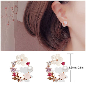 Flower pearl earrings