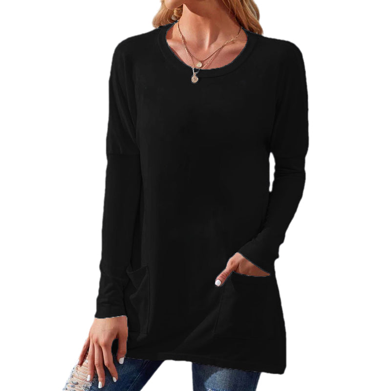 Crew Neck Long Sleeve Pocket T-Shirt