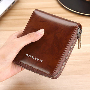 Short Leather Zipper Wallet