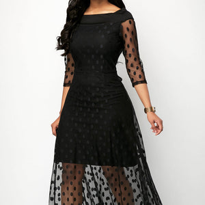 Spliced Polka Dot Lace Dress