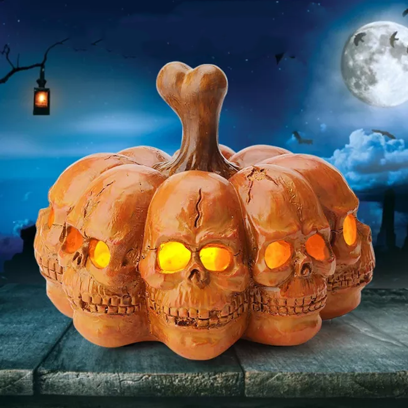 Halloween Resin LED Pumpkin Lantern