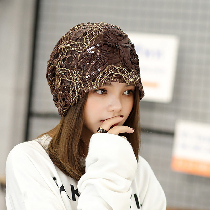 New Lace Embossing Skull Cap