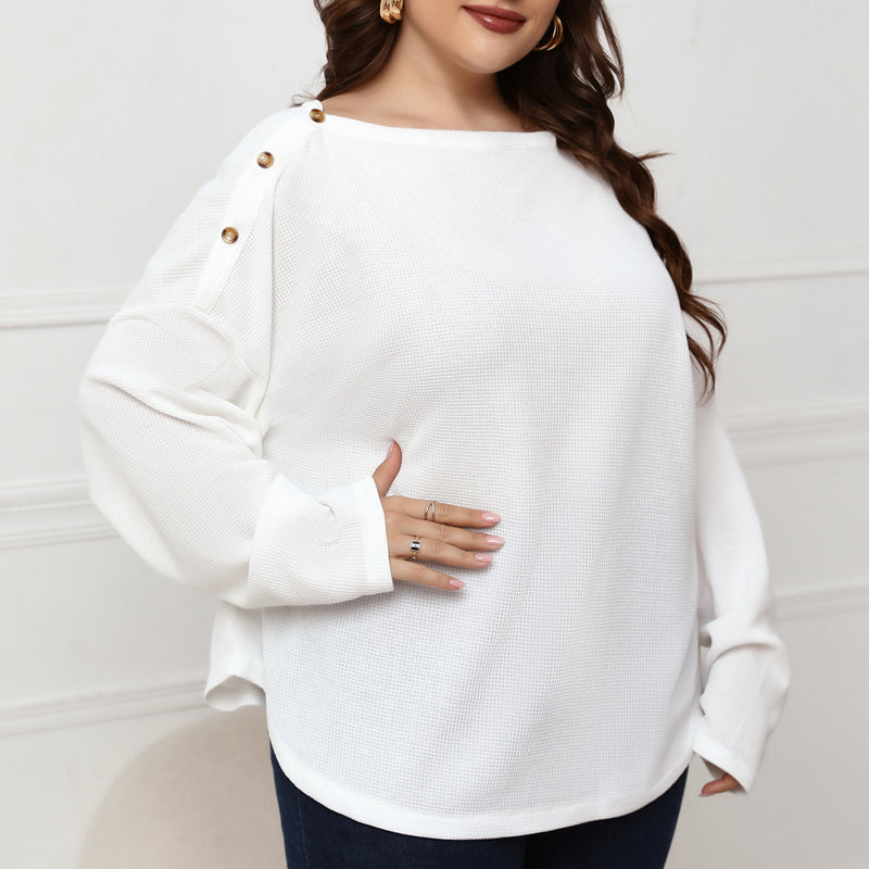 Plus Size Long Sleeve Toggle Neck Top