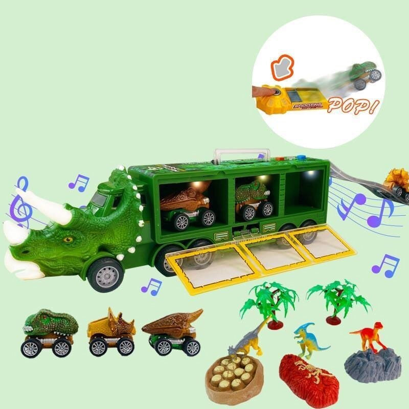 Dinosaur transport toy car with its own music and lights