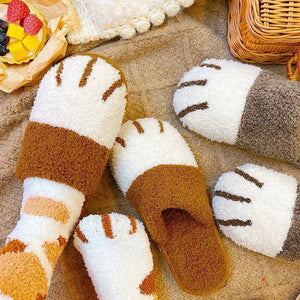 Winter Cat Paw Cotton Slippers