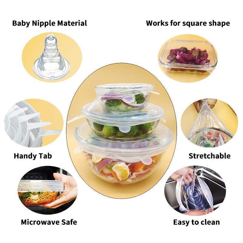 🔥Stretchable food silicone lid, 6 pieces