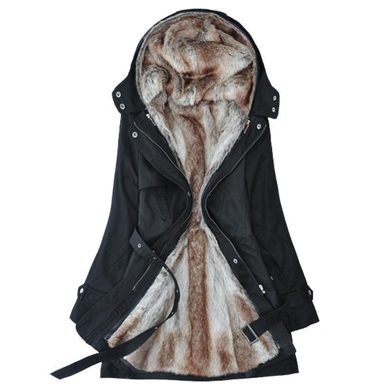 Ladies Winter Coat With Removable Faux Fur