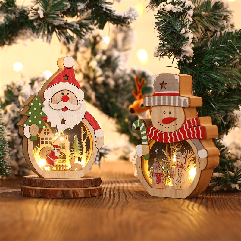 LED Chirstmas Wooden Ornaments Lighting