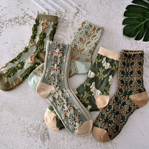 Womens Floral Cotton Socks