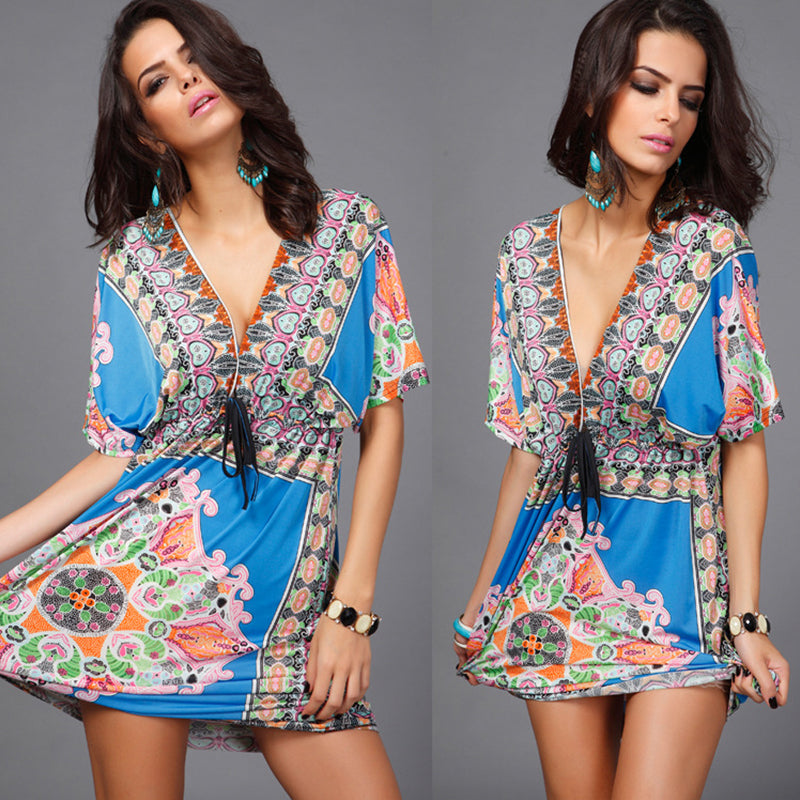 Summer V-Neck Printed Dress