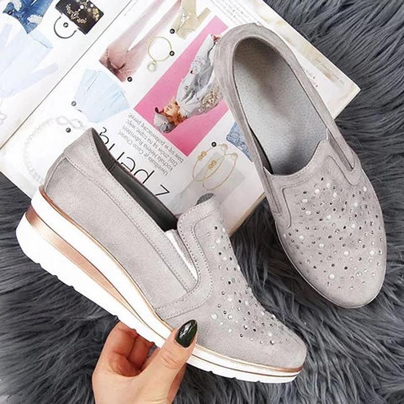 Women Shining Casual Slip-on Sneaker Shoes