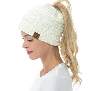 Soft Knit Ponytail Beanie