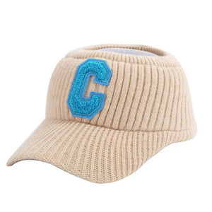 New C Letter Knitted Visor Cap