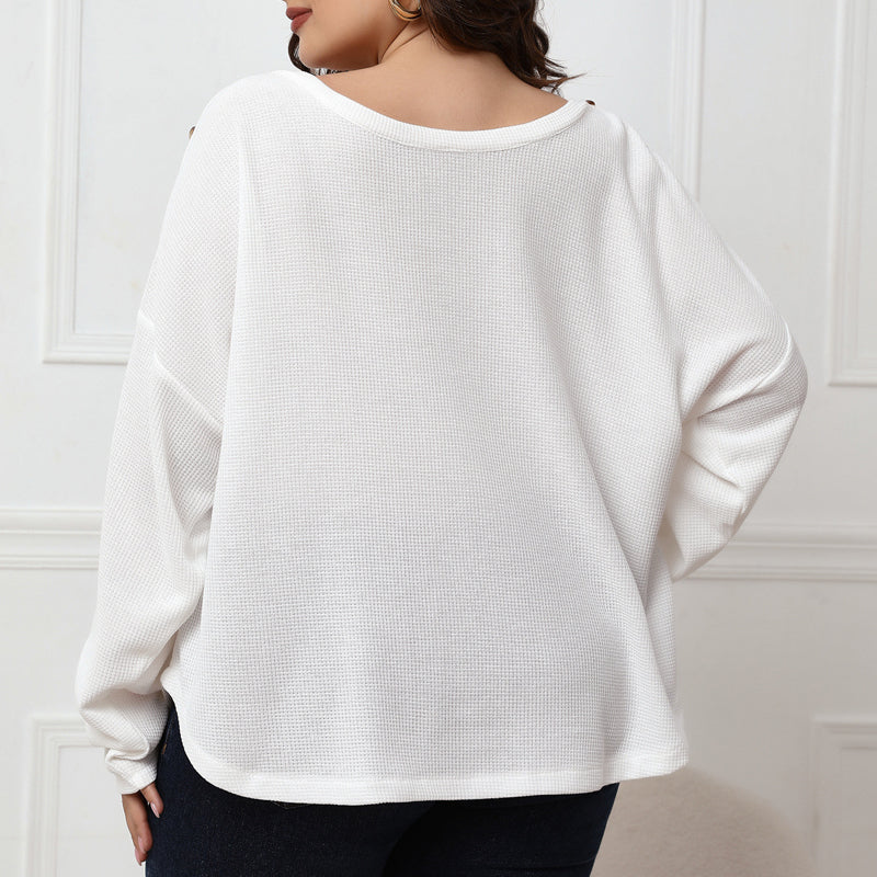 Plus Size Long Sleeve Toggle Neck Top