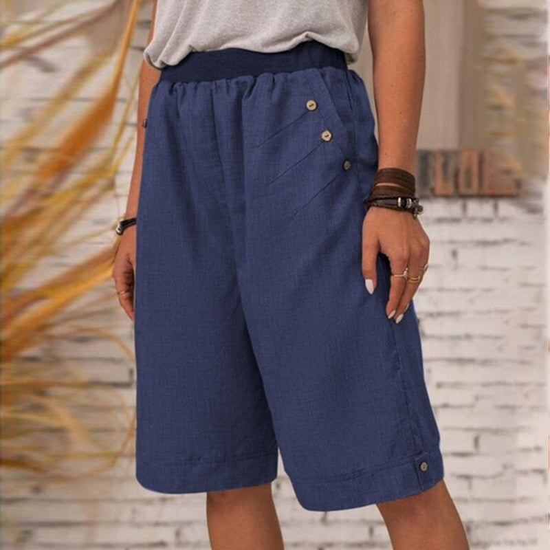 Solid Color Cotton and Linen Pants