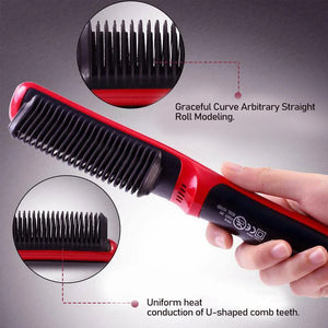 Ceramic straightening hair brush