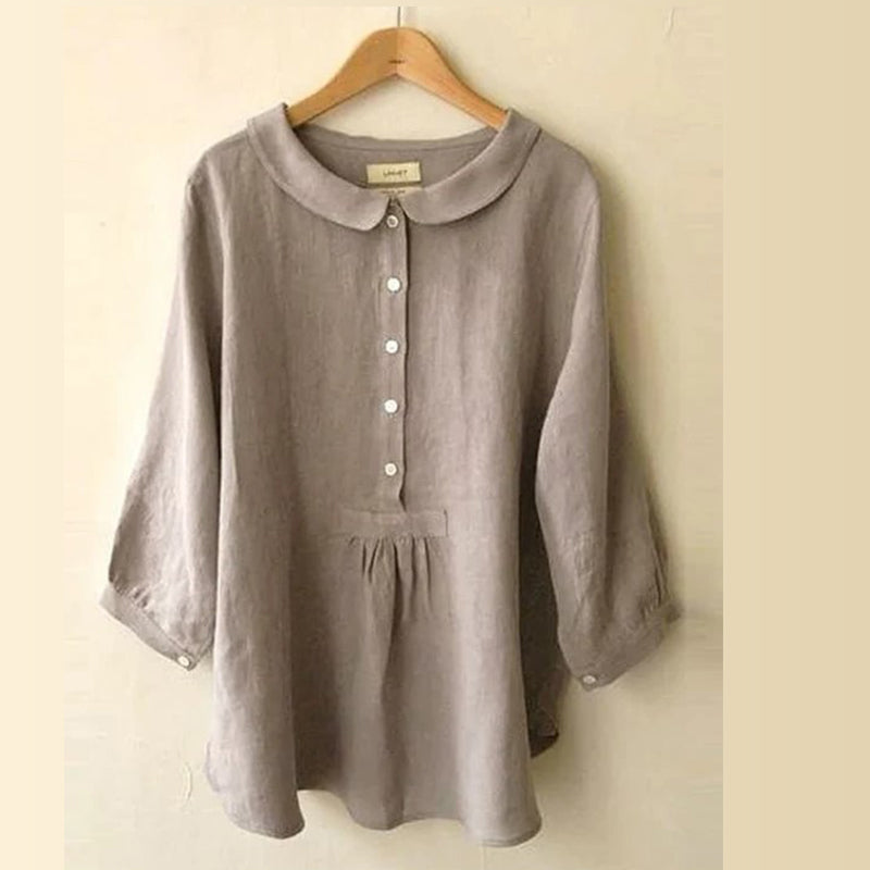 Cotton Linen Doll Collar Shirt