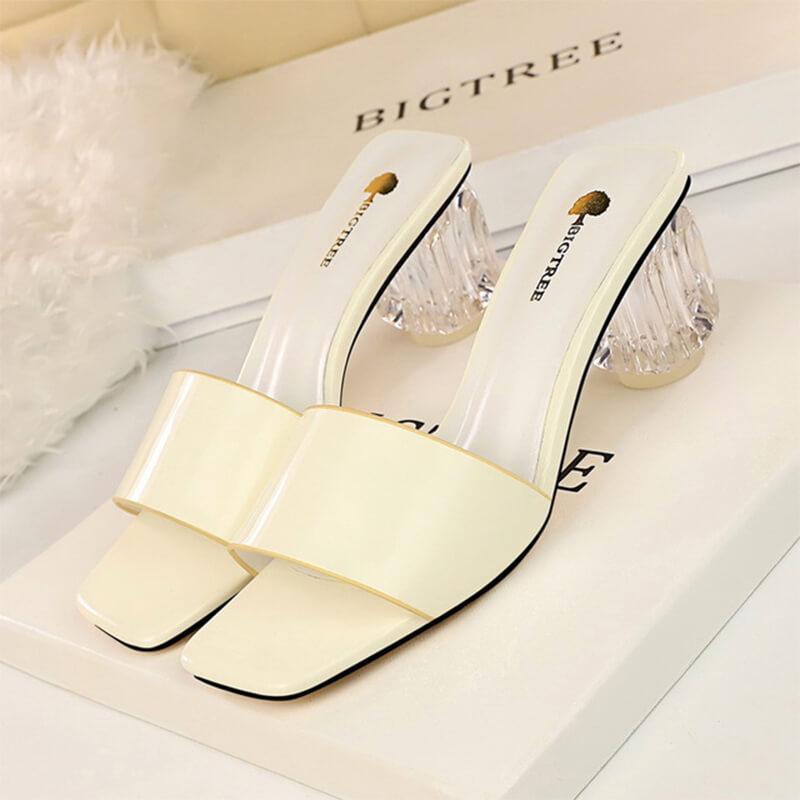 Transparent Chunky Comfortable Open Toe Slip Sandals