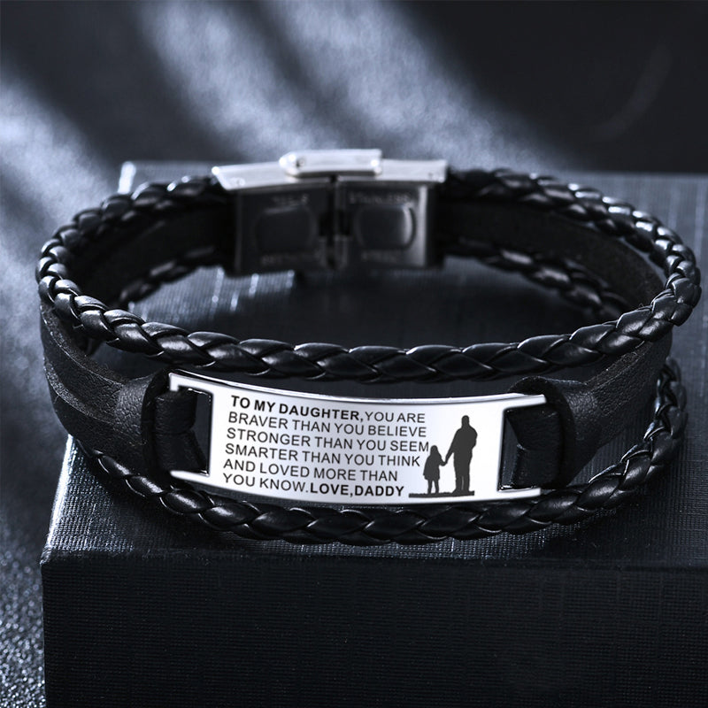 To My Daughter Leather Bracelet