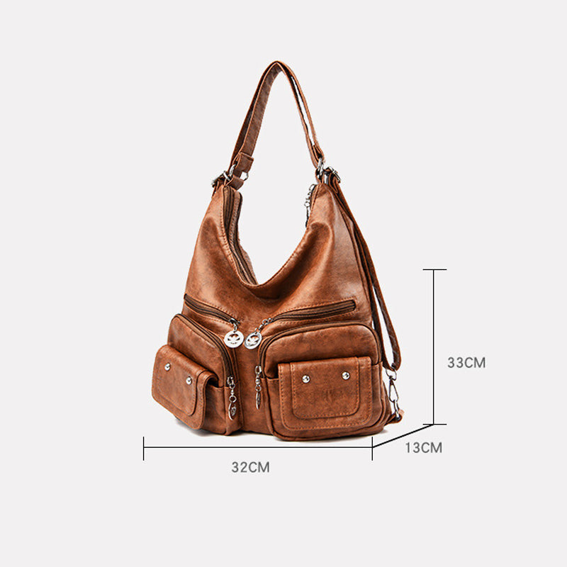 Multi-Pocket Vintage Shoulder Bag