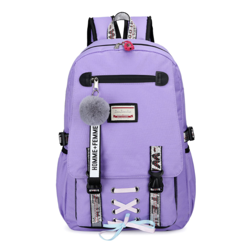 High School Backpack with USB Charging Port