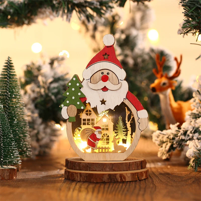 LED Chirstmas Wooden Ornaments Lighting