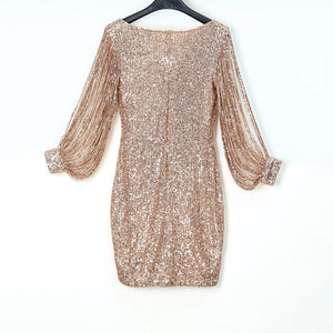 Slit Sleeve Sequin Party Dress