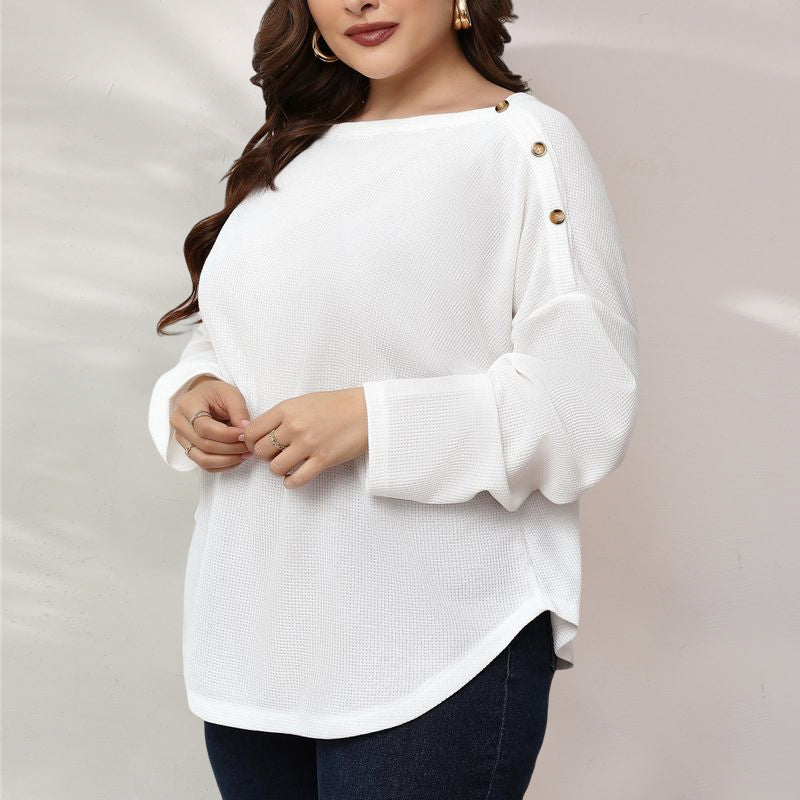 Plus Size Long Sleeve Toggle Neck Top