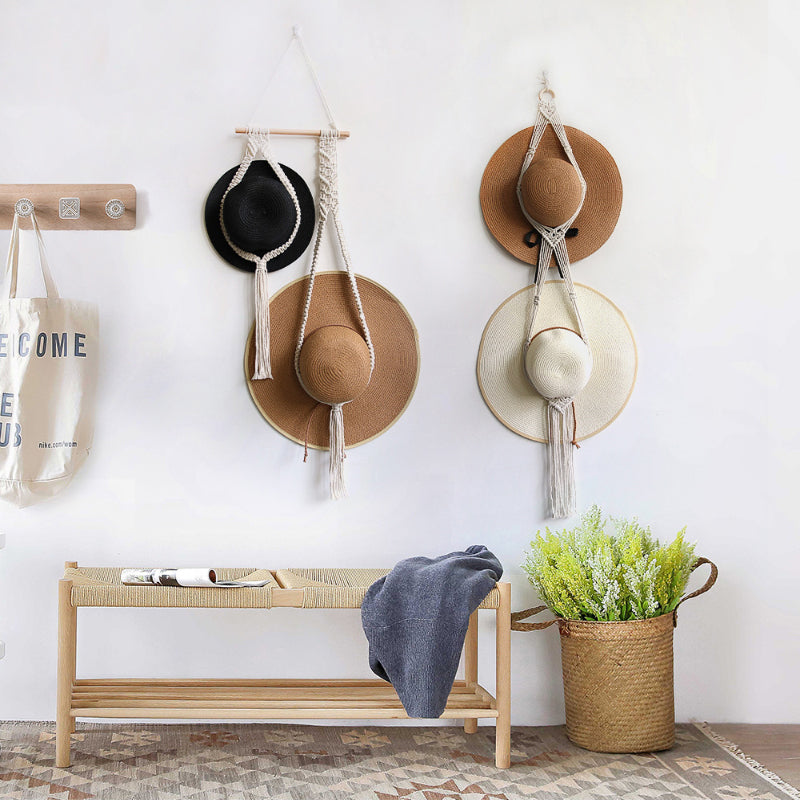 Handmade Linen Decorative Boho Hat Rack For Wall Hanging