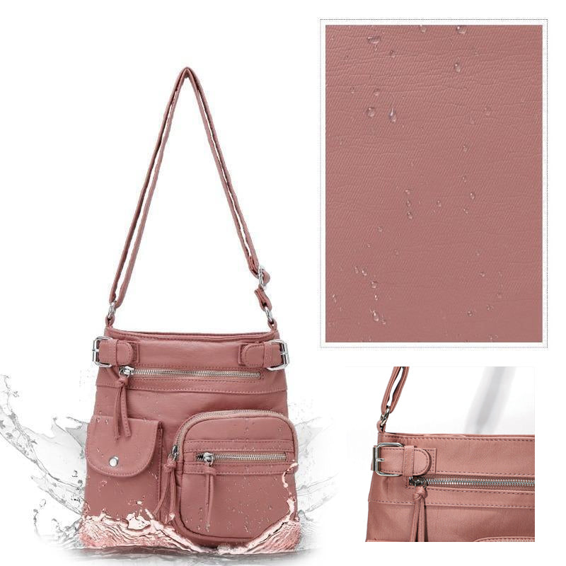 Multi-Pocket Soft PU Crossbody Bag