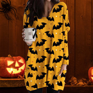 Halloween Cat Pumpkin Long Sleeve Dress