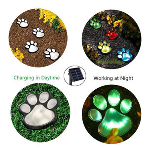 Solar-Powered Paw Print Lights Garden Lantern