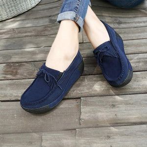 Women  Genuine Leather  Flats Platform Shoes