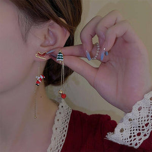 Asymmetric Santa Earrings