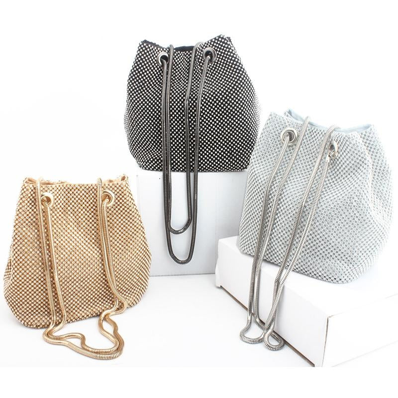 Elegant Bejeweled Rhinestone Bucket Bag