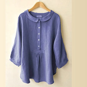 Cotton Linen Doll Collar Shirt