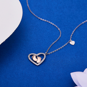 Baby Feet Heart Pendant Necklace