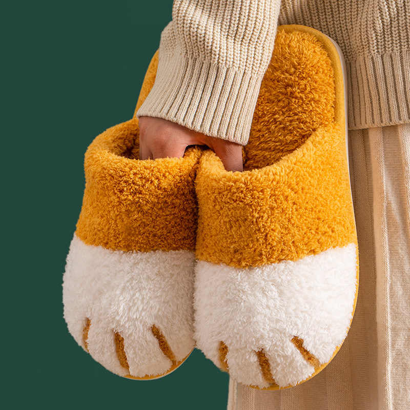 Winter Cat Paw Cotton Slippers