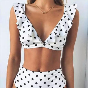 Polka Dot V Neck Swimsuit