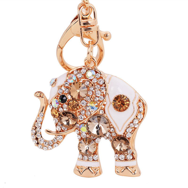 Cute Lucky Pink Elephant Large Crystal Rhinestone keychain