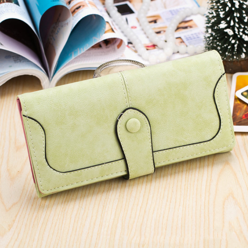 Nubuck Leather Long Wallet for Female