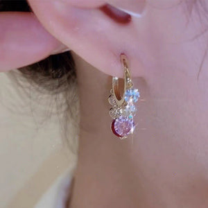 Golden Glitter Colorful Zircon Earrings