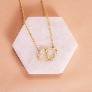 Double Heart Diamond Clavicle Chain