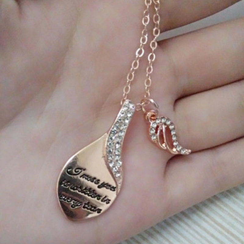 Angel Wing Teardrop Necklace