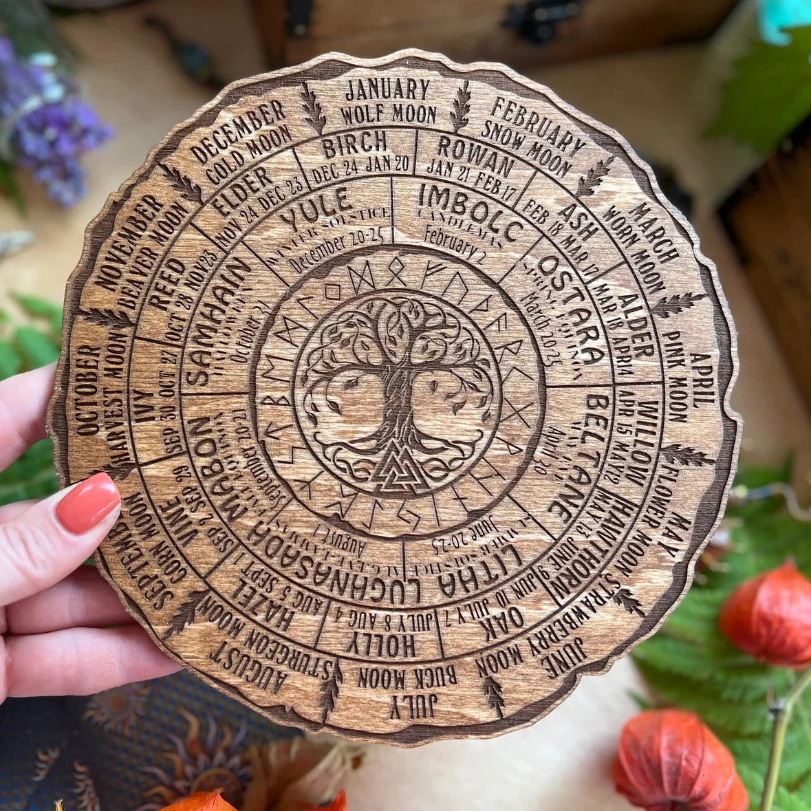 💖Wheel Of The Year Wood Sign - Tree of Life