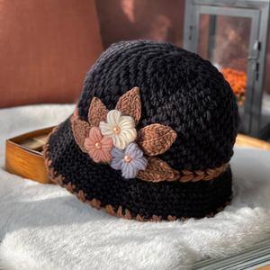 French Thicken Women's Flowers Knitted Woolen Hat